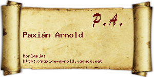 Paxián Arnold névjegykártya